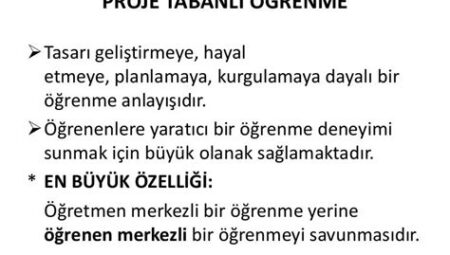 Eğitimde Proje Tabanlı ve Deneyime Dayalı Öğrenme Yaklaşımları